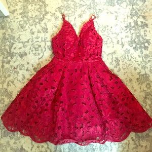 Red lace fit and flare